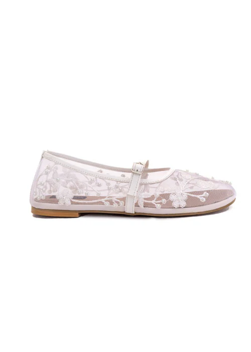 Embroidered Ballet Pumps - White - Image 2